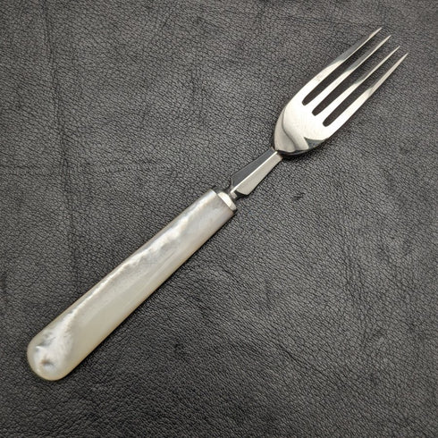 1915 British Antique Fruit Cutlery Set Sterling Silver Blade White Pearl Shell Handle BOX②
